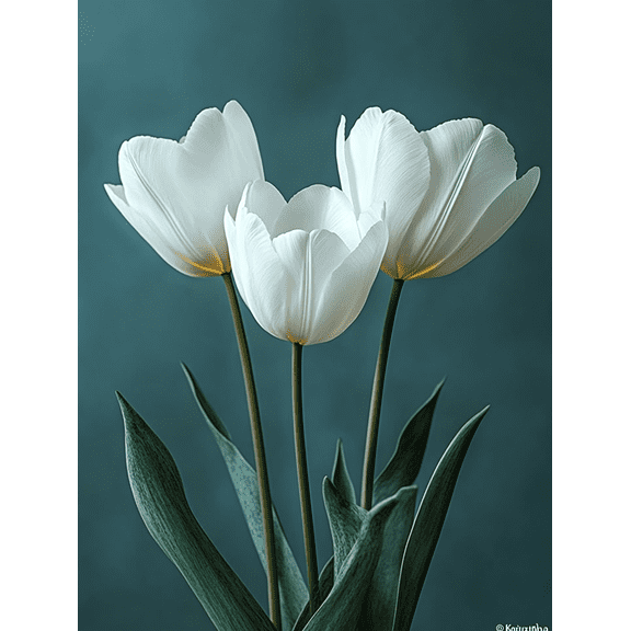 Elegant White Tulips Canvas Print/Wall Art, Suitable for Living Room, Bedroom, Office, Dining Room, and Bathroom Decoration.