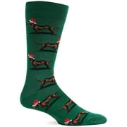 Hot Sox Mens Christmas Santa Dog Crew Socks, Men`s Shoe Size 6-12.5, Forest