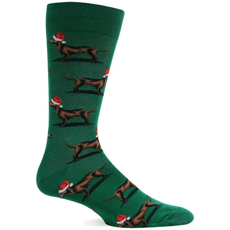 Hot Sox Mens Christmas Santa Dog Crew Socks, Men`s Shoe Size 6-12.5, Forest