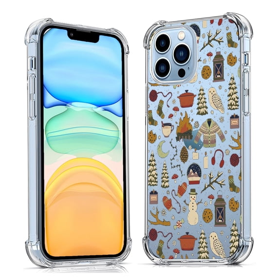 Winter Christmas Clear Case for iPhone 11 Pro,Aesthetic Art Design Case for Men Women,Unique Soft Transparent TPU Bumper Case Cover
