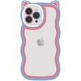 thumbnail image 6 of Compatible with iPhone Case for Women/Girls, Cute Candy Color 3D Cat Ears Curly Wave Anti-Scratch Shockproof Soft Phone Case for iPhone 15 Pro Max, Pink-Purple, 6 of 11