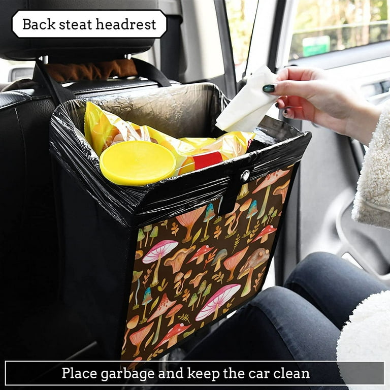 Brown Leopard Cheetah Print Car Trash Can Foldable Hanging Car