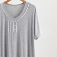 thumbnail image 4 of Miluxas Men's Modal Short Sleeve Nightshirt, V-Neck Button Detail Sleep Shirt, Ultra-Soft Loungewear Nightgown with Side Slits for Men Gray XL(XL), 4 of 5