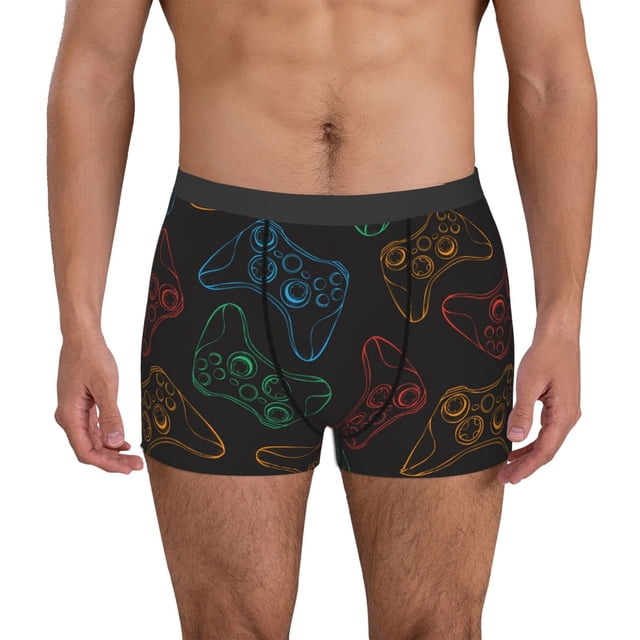 Balery Gamepad Joystick Game Calzoncillos bóxer para hombre, ropa interior de algodón suave y transpirable con cinturilla de nailon-Medium