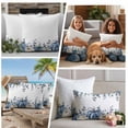 thumbnail image 5 of Fall Blue Pumpkin Outdoor Waterproof Pillow Covers, Thanksgiving White Eucalyptus Flower Decorative Square Throw Pillowcase Sofa Cushion Sham for Patio/Couch/Chair, 18"x18" 2 Pack, 5 of 8