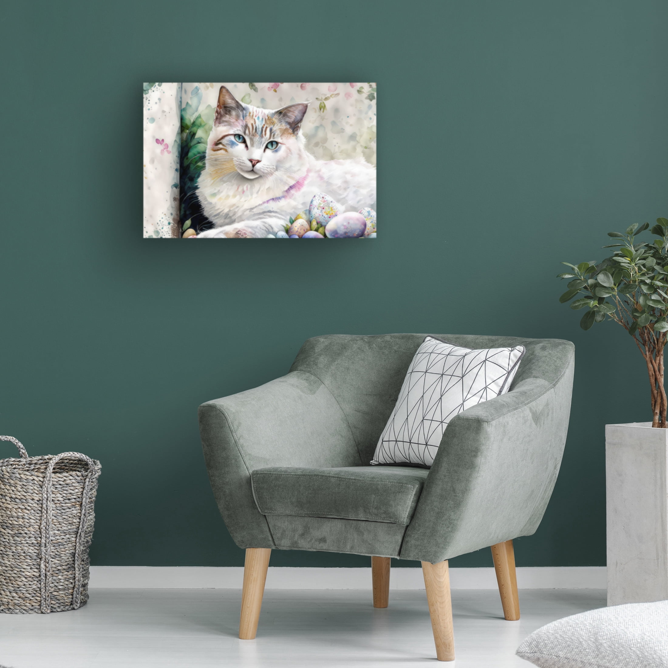 Canvas Wall Art - FootePrint Art 'Easter Kitty 3' Wall Art for Living Room, Bedroom, or Office Décor by Trademark Fine Art - 32 x 22 Inches