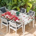 thumbnail image 2 of Valentines Love Heart Table Cloths for 3 Foot Rectangle Tables, Red Eucalyptus Botanical Vintage Patio Waterproof Elastic Fitted Tablecloths, Washable Rectangular Table Cover for Camping, 2 of 8
