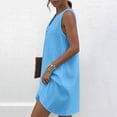 thumbnail image 5 of TEAJOPSUU Womens Cotton Blend Dresses Casual V Neck Sleeveless Dresses Button Placket Dresses Relaxed Fit Flowy Sundress Blue, 5 of 5