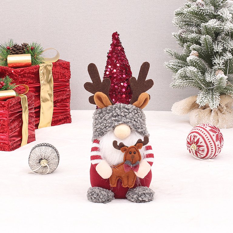 D-GROEE Miniature Christmas Decorations Handmade Santa Gnome Plush