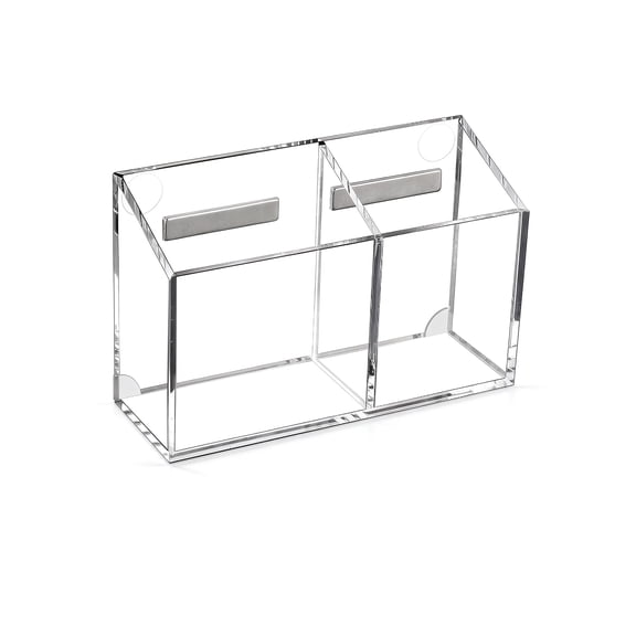 Magnetic Dry‑Erase Marker Holder, Clear Acrylic 2‑Compartment Pen Storage Organizer, Magnetic Pencil Cup for Whiteboard, Fridge, Locker, Teacher Classroom & Office Supplies