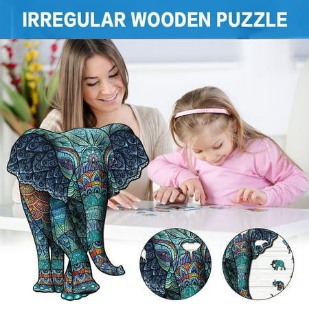 

Njoeus Boy Toys Bulk Toys Elephant Tribal Wooden Puzzle Unique Shape Piece Animal For Adult And Kid 125Pcs Kids Christmas Gifts