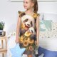 thumbnail image 4 of Fotbe Cute Panda Sunflower Vestido de Dormir para Niñas de 3 a 10 Años, Mangas Cortas, Estilo Princesa, Pijama Camisón con Mangas Voladas-XX-Large, 4 of 6