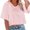 Pink, variant on Women V Neck Half Sleeve Solid Color Cropped T Shirts
