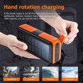 thumbnail image 4 of Salange Cargador Solar de Manivela 30000 mAh con 3 Cables, Carga Usb/solar/ Manivela, Linterna Impermeable, Alarma Sys para Acampar Al Aire Libre, Senderismo, Negro, 4 of 14