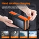 thumbnail image 4 of Salange Cargador Solar de Manivela 30000 mAh con 3 Cables, Carga Usb/solar/ Manivela, Linterna Impermeable, Alarma Sys para Acampar Al Aire Libre, Senderismo, Negro, 4 of 14
