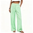 thumbnail image 6 of Cagogo Women Wide Leg High Waisted Lounge Pants with Pockets Plaid Casual Palazzo Trousers Travel Work Fall Fashion Outfits Winter Clothes, Mint Green S, 6 of 9