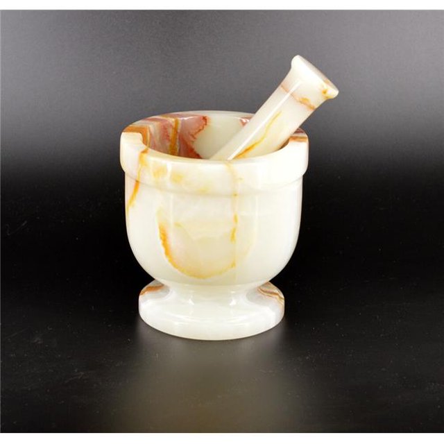 5 in. Traditional Style Mortar & Pestle Set,Light Green Onyx