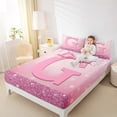 thumbnail image 4 of jejeloiu Personalized Gifts Bow Full Size Sheets,Letter G Bed Sheets,Pink Bling Print Sheet Sets For Children,Lightweight Room Decoration,4-Piece, 4 of 7