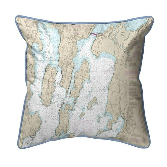 Betsy Drake ZP14781 22 x 22 in. North Hero Island, VT Nautical Map Extra Large Zippered Indoor & Outdoor Pillow