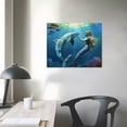 thumbnail image 4 of ARISTURING Canvas Print Wall Art 3D Dolphin and Mermaid Under The Sea Fantasy &amp; Sci-Fi Ocean Digital Art Modern Art Nautical Scenic Colorful Ultra for Living Room, Bedroom, Office, 4 of 6