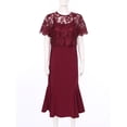 thumbnail image 3 of inlzdz Women Plus Size Mother of The Bride Dresses Elegant Embroidery Lace Cocktail Dress Wedding Ball Gowns 02 Burgundy 5XL, 3 of 9