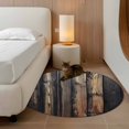 thumbnail image 3 of Black Brown Plank Round Area Rug 4 FT, Non Slip Indoor Outdoor Rug, Vintage Chic Wooden Grain Washable Soft Circular Carpet Non-Shedding Floor Mat for Coffee Table Nursery Foyer Balcony, 3 of 8