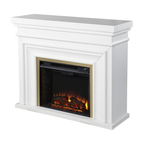SEI Furniture - Bevonly Electric Fireplace - White and gold finish