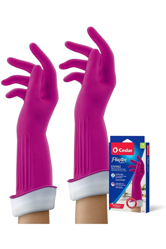 Living Drip-Catch Cuff Gloves, (Medium, 2 Pairs) Premium Protection Reusable Household Gloves