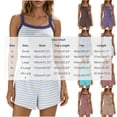 thumbnail image 3 of Fewfanhot Pajama Sets for Women 2 piece Striped 2 Piece Lounge Sets Scoop Neck Cami Top Matching Set Shorts with Pockets Summer Beach Outfits, 3 of 5
