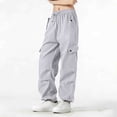 thumbnail image 3 of Women's Cargo Pants Lightweight Hiking Pants Athletic Casual Travel Drawstring Trousers, 3 of 6