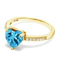 thumbnail image 3 of Gem Stone King 2.44 Ct Heart Shape Swiss Blue Topaz 18K Yellow Gold Plated Silver Ring, 3 of 5