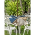 thumbnail image 4 of Outdoor Tablecloth with Umbrella Hole Zipper Tropical Plants Plaid Round Tablecloth 60" Waterproof Outside Table Cloth Summer Palm Leaf Checkered Brown Patio Table Cover Tablecloths for Picnic Party, 4 of 8