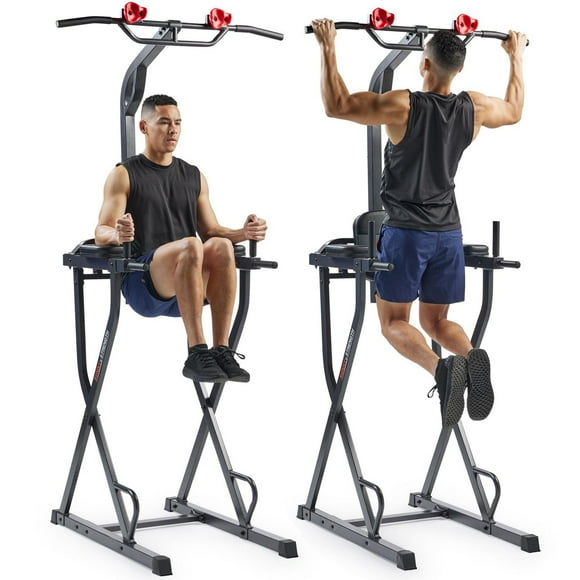 Sunny Health & Fitness Captain’s Chair Full Body Multi-functional Power Tower with Adjustable Pull-Up Bar, Rock-Climbing Grip, Dip Station, Push-Up Bar, Total Home Gym Strength Training - SF-XF922081