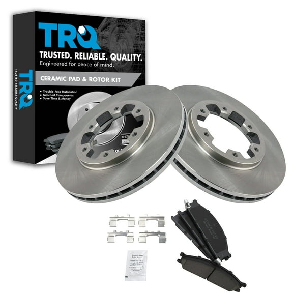 TRQ Front Brake Pad & Rotor Kit Brake Pads Brake Rotor Ceramic Fits Select 1986-1994 Nissan D21 1999-2002 Frontier 1987-1995 Pathfinder