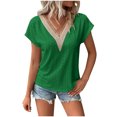 thumbnail image 2 of AOOCHASLIY Women's V Neck Lace Crochet Eyelet Tops Short Sleeve Casual Shirts Blouses, 2 of 7