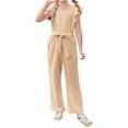 thumbnail image 2 of Girls Cap Sleeve Solid Color Jumpsuit Summer Children Kids Wide Leg Loose Jumpsuit, 2 of 6