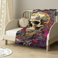 thumbnail image 2 of JRXY Skull Throw Blanket Sugar Skull Mushroom Halloween Skeleton Blanket All Seasons Soft Cozy Warm Plush Day of The Dead Decor 100x130cm 130x150cm 150x200cm 50x60in, 2 of 6