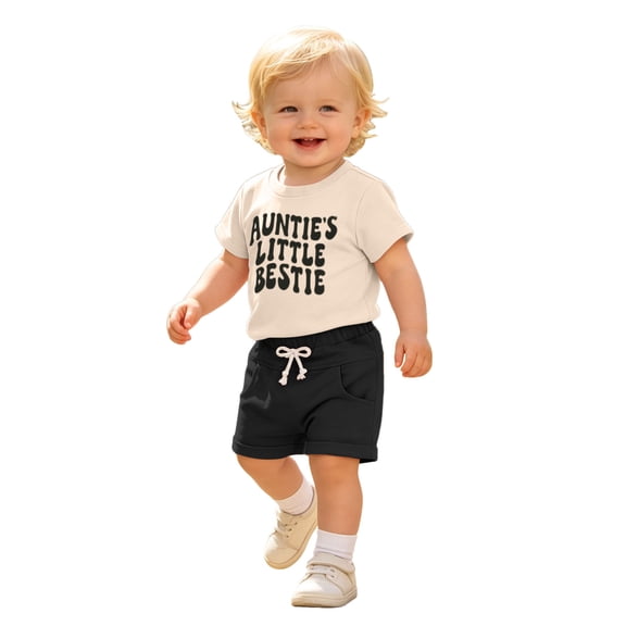 Toddler Boy Outfits Letter Print Short Sleeve Crew Neck T-Shirt Top And Shorts 2 Piece Outdoor Wear Baby Boys' Clothing Sets Size 18-24 Months