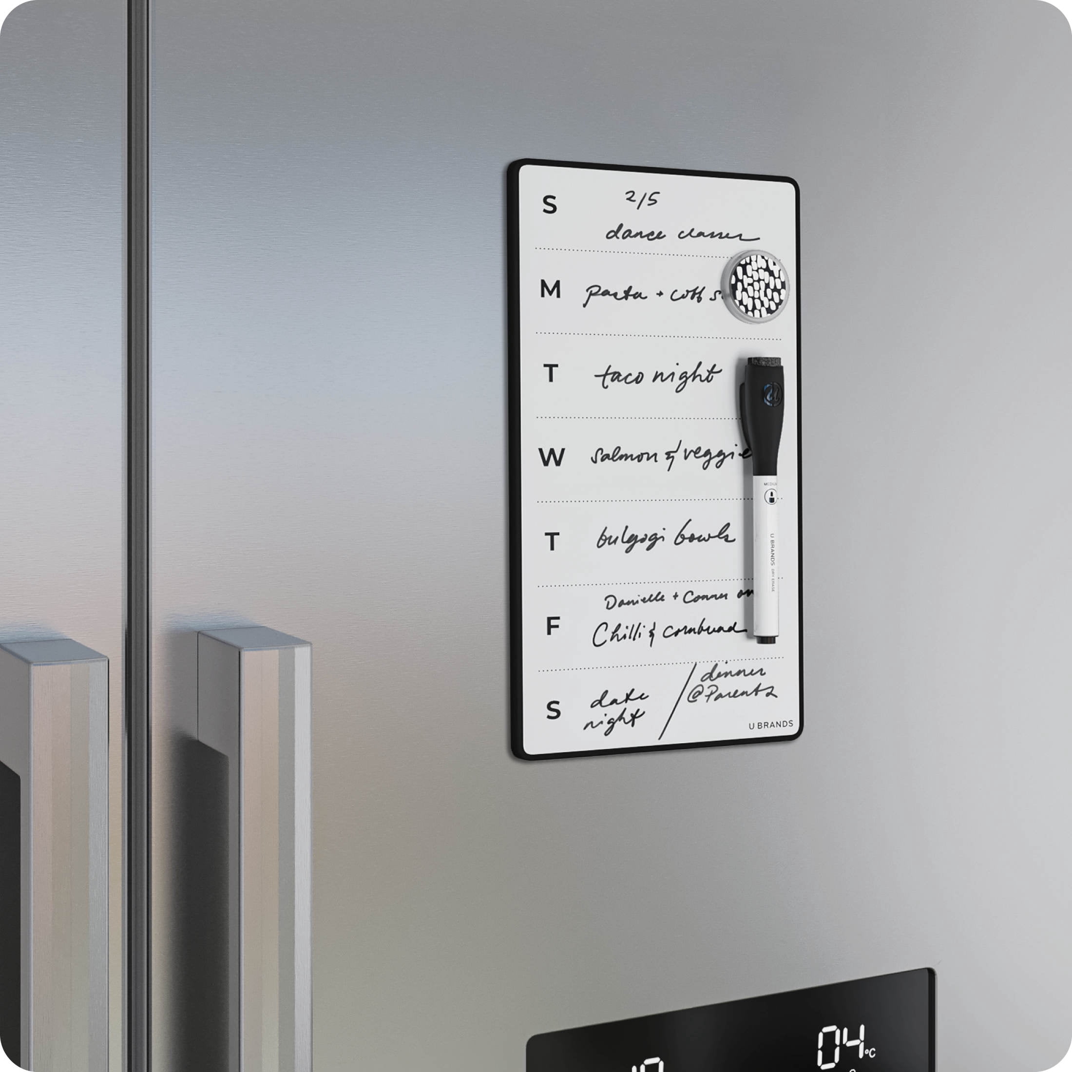 U Brands 5.5 x 10 in. Rolled Edge Weekly Dry Erase Whiteboard, Frameless