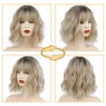 thumbnail image 5 of Suncharm Short Omber Blonde Wigs Wavy Bob Wig with Air Bangs Women's Synthetic Curly Pastel Bob Wig for Girl Colorful Cosplay Wigs, 5 of 7