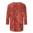 thumbnail image 5 of Feancey 3/4 Length Sleeve T Shirts for Women Textured Floral Graphic Tees Dressy Casual Plus Size Tops Loose Vintage Tunic Blouse Red L, 5 of 6