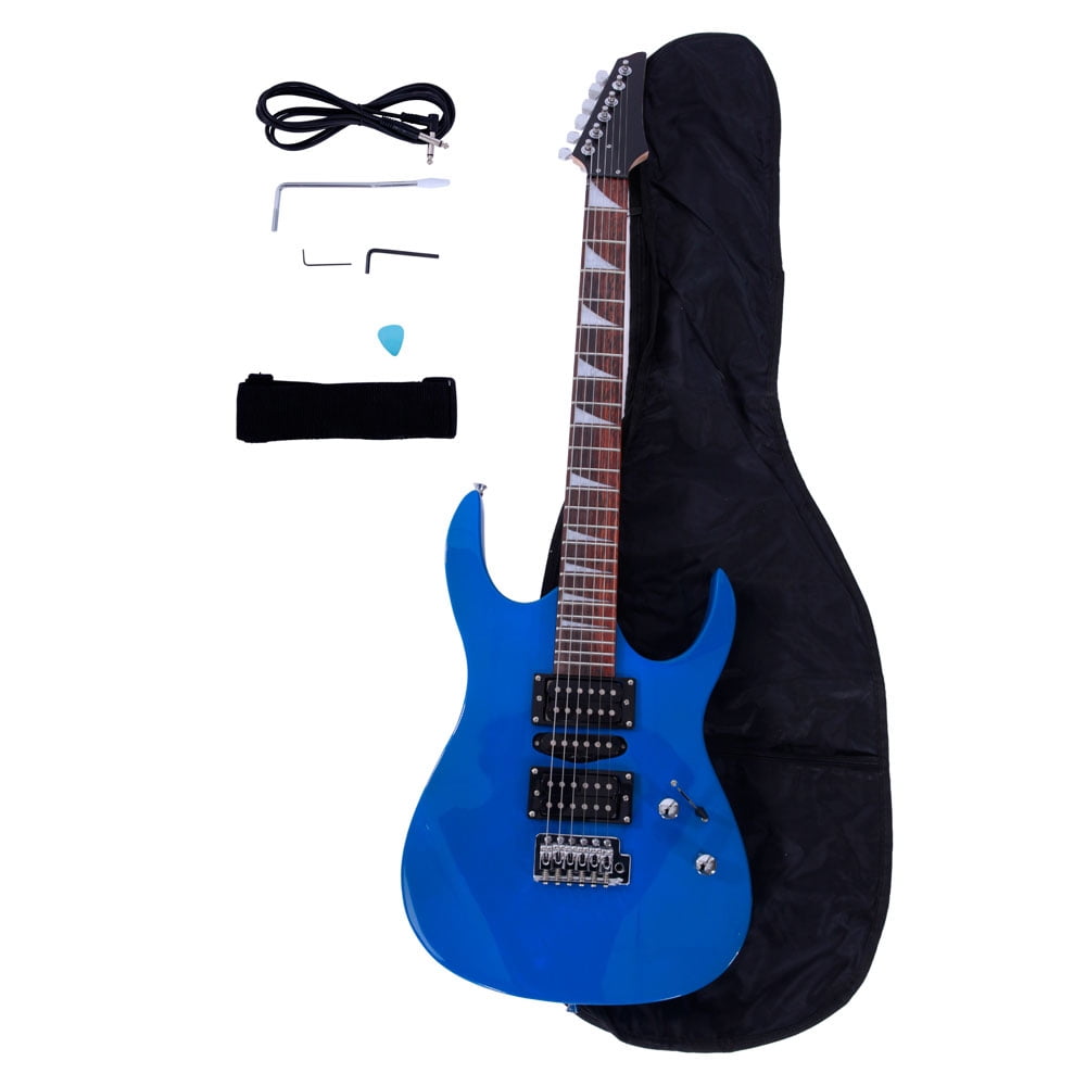 Private Jungle Novice Entry Level 170 Electric Guitar HSH Pickup Bag Strap Paddle Rocker Cable Wrench Tool,Blue