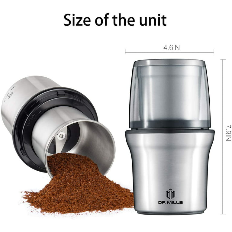 CHULUX Coffee Grinder Electric,Built-In Sharp Blade Spice Grinder with 2  Detachable Stainless Steel Bowls for Coffee, Spices, Herbs, Nuts,  Grains,Lid