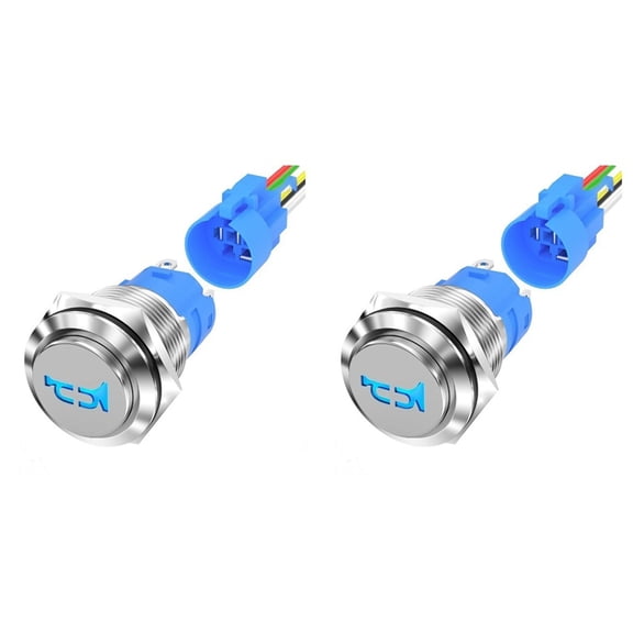 2pcs 16MM Horn Switch Marine Horn Button Switch 12V Waterproof Metal Air Horn Push Button for Auto Train Boat