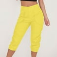 thumbnail image 5 of Gewsdrf Cargo Pants Women Capri Pants Cargo Trousers Cargo Pants With Pocket Jogging Bottoms Summer Trousers Leisure Trousers Paperbag Work Trousers High Waisted Pants Parachute Pants Yellow M, 5 of 9