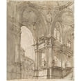 thumbnail image 2 of Filippo Juvarra 20x23 Gold Ornate Framed and Double Matted Museum Art Print Titled - Architectural Study, 2 of 4