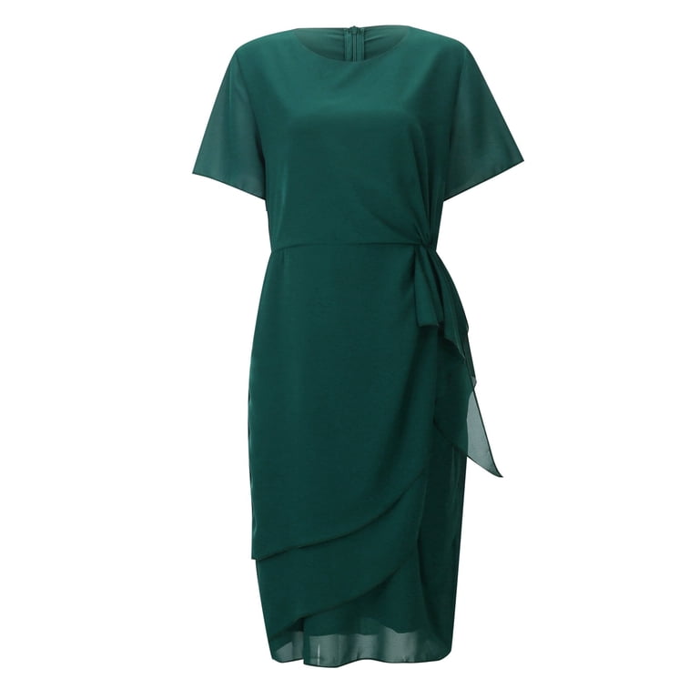 plus size dresses for elderly ladies Ovbmpzd House Dresses for Older Women Plus Size Maxi Gray Dress Short Sleeve Long Dresses Women's Formal Dresses S, Size: Small