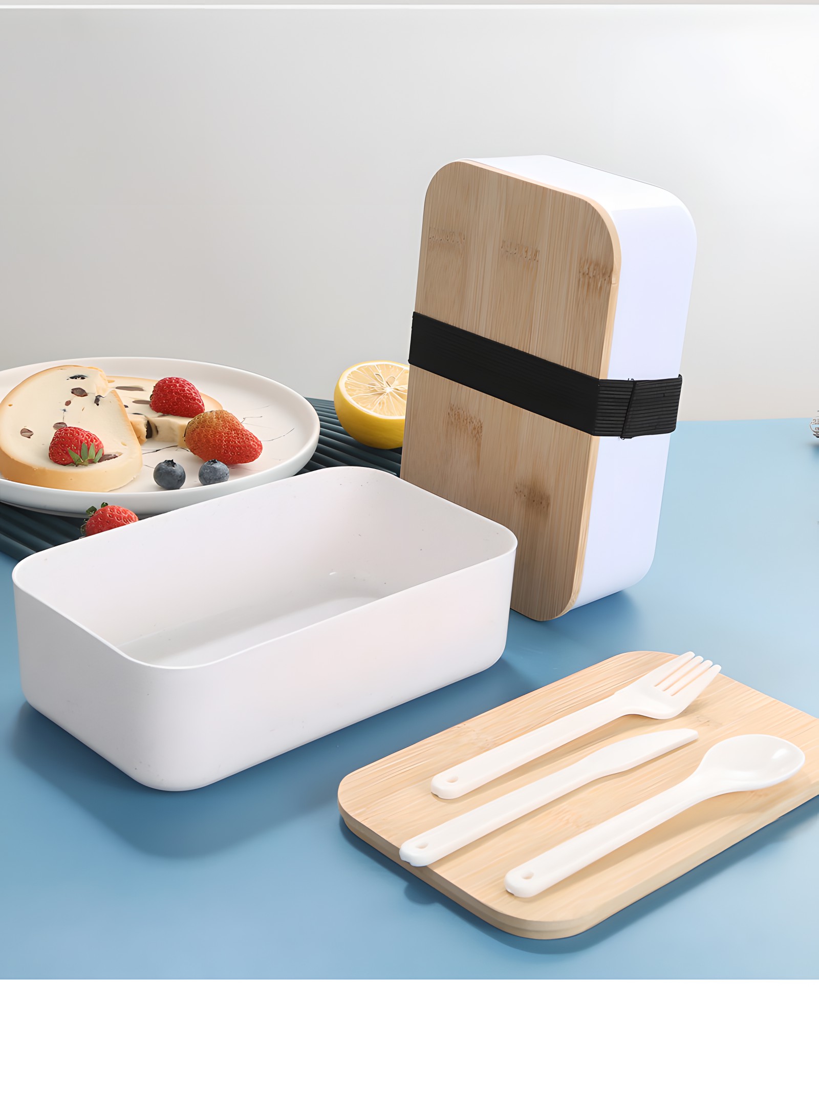 Zenitexa Plastic Lunchboxes Bamboo Fiber Luncnboxes Student Office lunch box Set of 4
