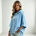 thumbnail image 6 of Women's Oversized 3/4 Sleeve Sweatshirt, Loose Fit Drawstring Shirt, Lightweight Casual Fall Outwear, 6 of 6
