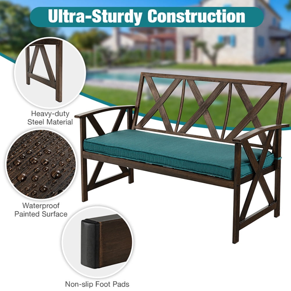 Aimee Lii Outdoor Garden Bench with Detachable Sponge-Padded Cushion, Outdoor Patio Furniture, Brown Aimee Lii Outdoor Garden Bench with Detachable Sponge-Padded Cushion, Outdoor Patio Furniture, Brown